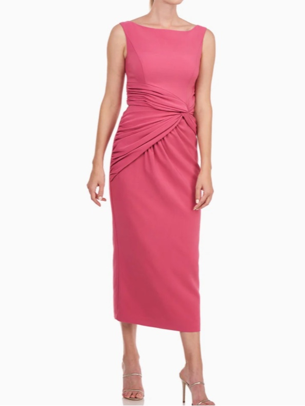 Kay Unger Women’s Pink Rose Sabina Draped Knot Midi Dress New Size 6